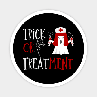 Trick or treatment funny Nurse Halloween ghost in Nurse hat design Magnet